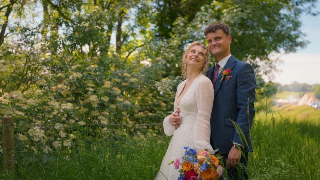Affordable wedding videographer packages in the UK. An affordable wedding videographer captures a couple on their wedding day. 